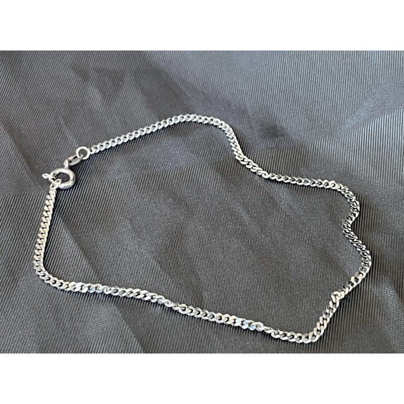 Vintage Sterling Silver Milor Anklet Flat Chain Made in Italy By Milor 9" Long - Picture 6 of 10
